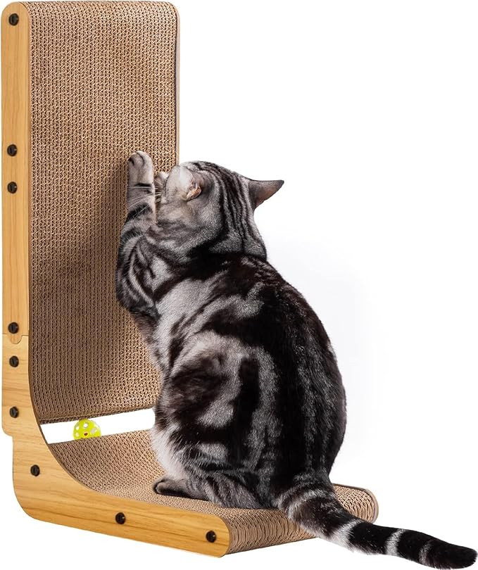 Poils bebe L Shape Cat Scratcher, 26.8 Inch Cat Scratchers for Indoor Cats, Protecting Furniture ... | Amazon (US)