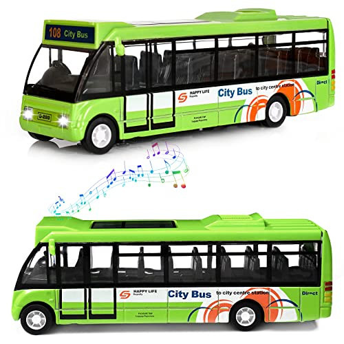 Crelloci City Bus Toy for Kids, Die Cast City Stagecoach Buses Pull Back Play Vehicle with Sound and Light Up Metal Cars Model for Boys Girls Age 3+ Years Old | Amazon (US)
