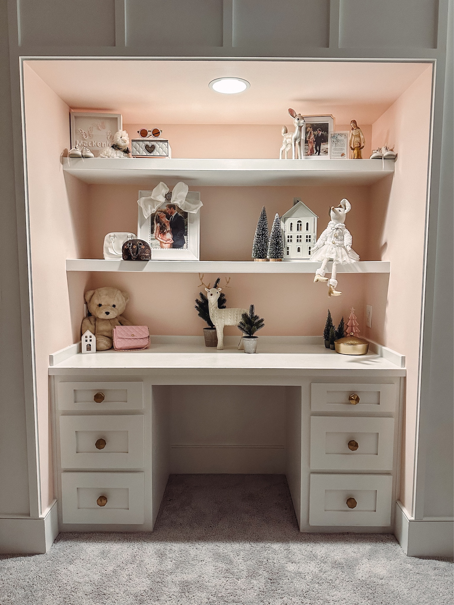 Christmas decor: shelves in my five year old little girls room. So sweet! Mixed in some old with some new  

#LTKSeasonal #LTKhome