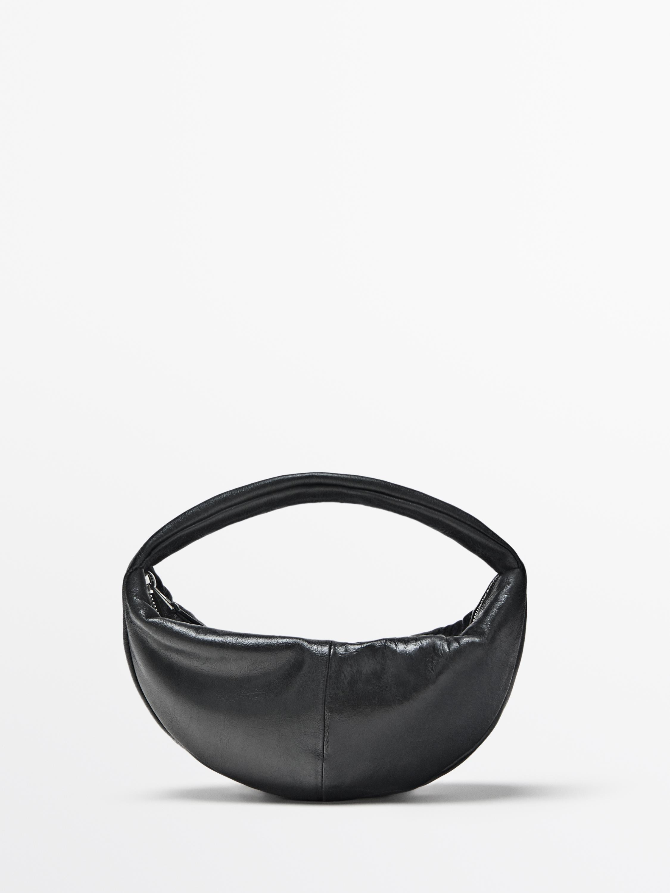 Mini nappa leather half-moon bag | Massimo Dutti UK