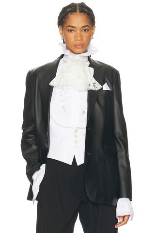 Ralph Lauren Collection Eli Leather Blazer in Black | FWRD 