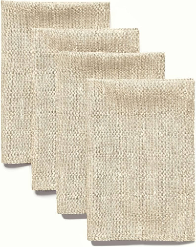 Solino Home Linen Napkins 20 x 20 Inch – 100% Pure Linen Champagne Beige Cloth Napkins Set of 4... | Amazon (US)