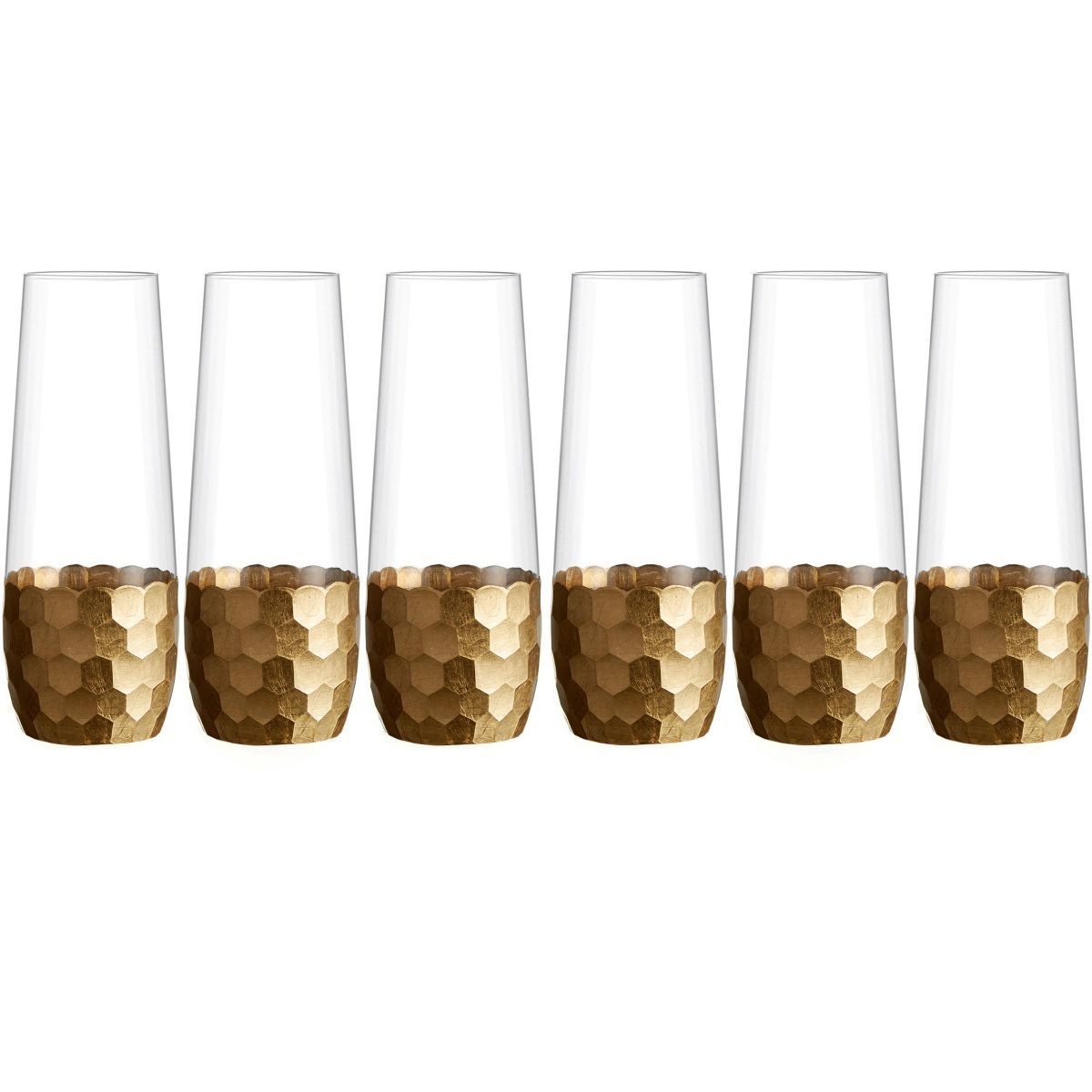 American Atelier Daphne Stemless Flute Set of 6, Made of Glass Gold Honeycomb Pattern, 10 oz Capa... | Target