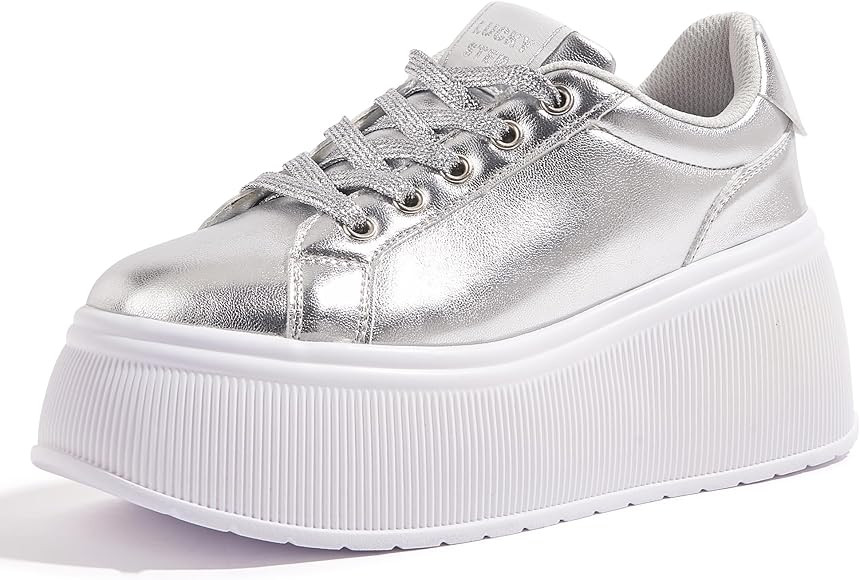 LUCKY STEP Women's Platform Fashion Sneakers Classic Wedge Canvas Casual Low Top Retro Walking Sh... | Amazon (US)