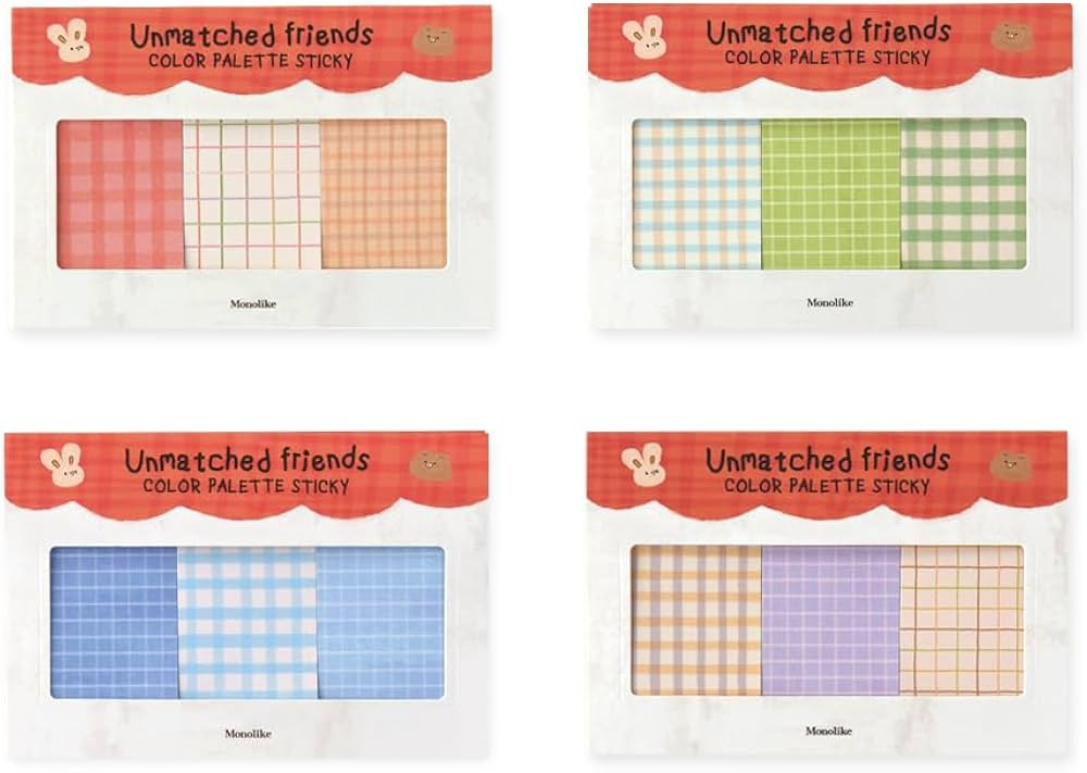 Monolike Color Palette Sticky Unmatched Friends B Set 4p - Self-Adhesive Memo Pad 30 Sheets | Amazon (US)