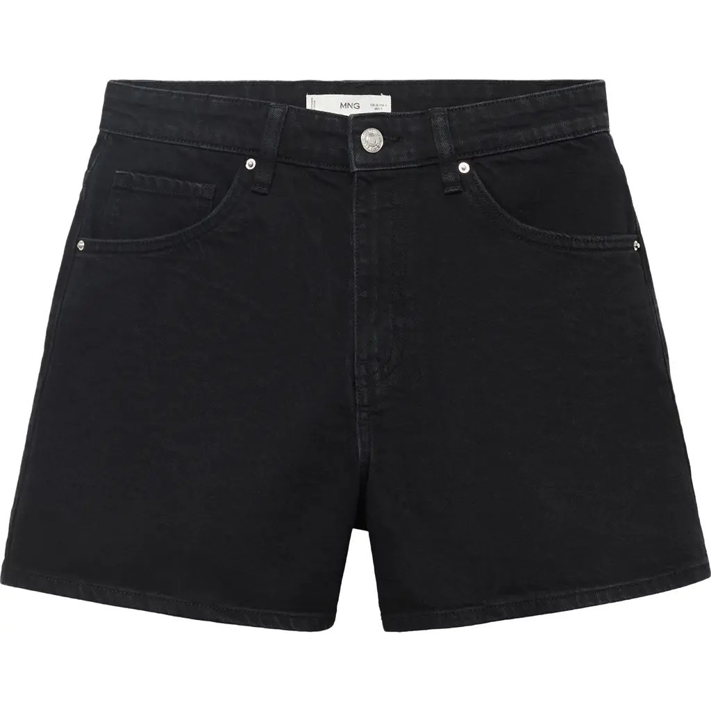 MANGO High Waist Denim Shorts in Black Denim at Nordstrom, Size 0 | Nordstrom