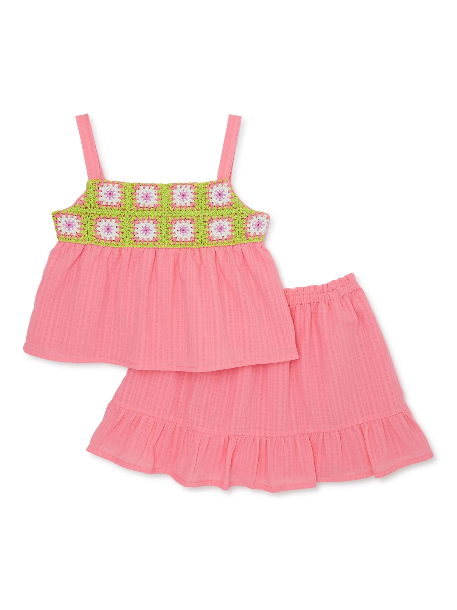Wonder Nation Toddler Girls Top and Skirt Set, 2-Piece, Sizes 12M-5T | Walmart (US)