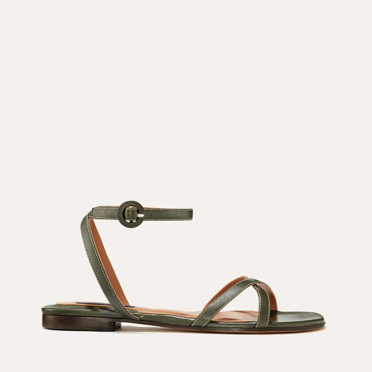 The Flat Sandal - Olive Nappa | Margaux
