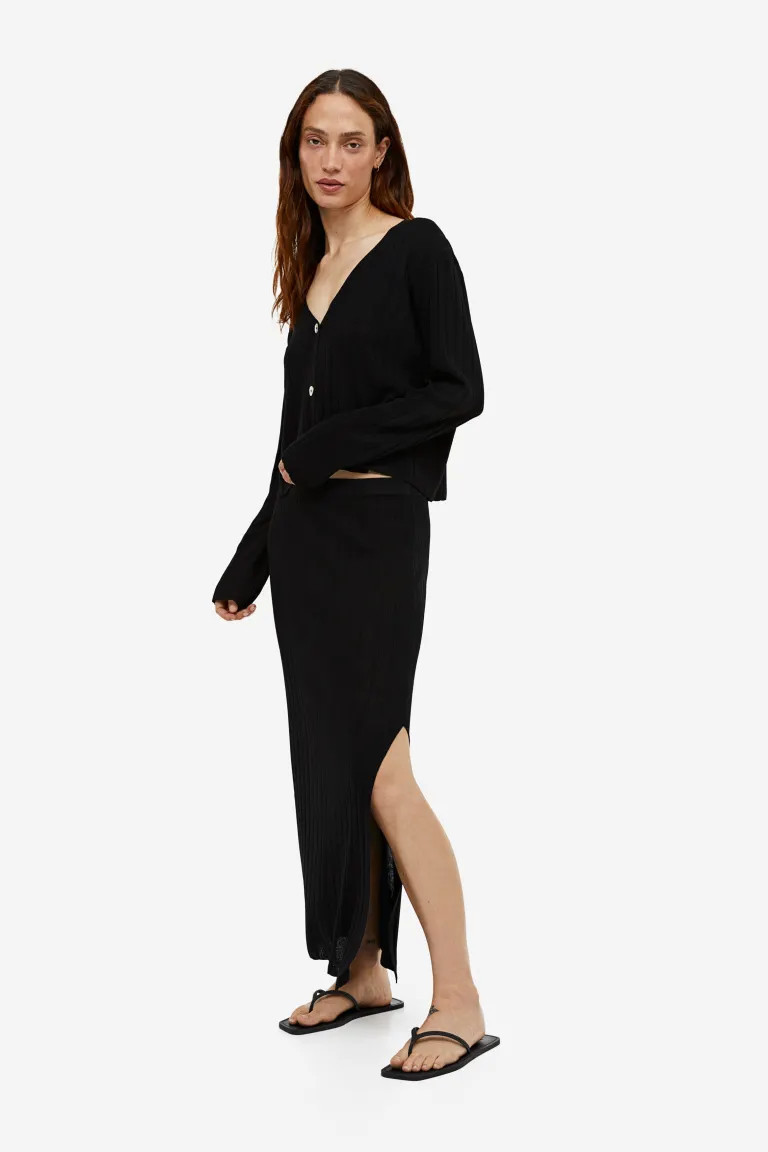 Rib-knit Skirt - Black - Ladies | H&M US | H&M (US + CA)