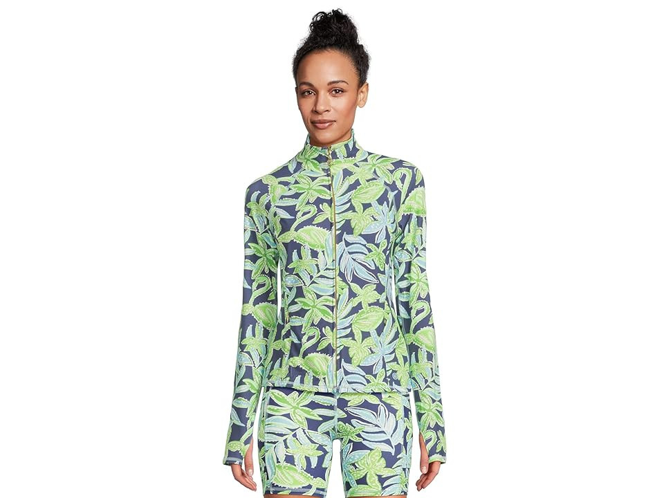 Lilly Pulitzer Breaker Jacket Upf 50+ Women's Coat Sapphire Pool Tropical Tango : LG, Nylon/Spandex | Zappos