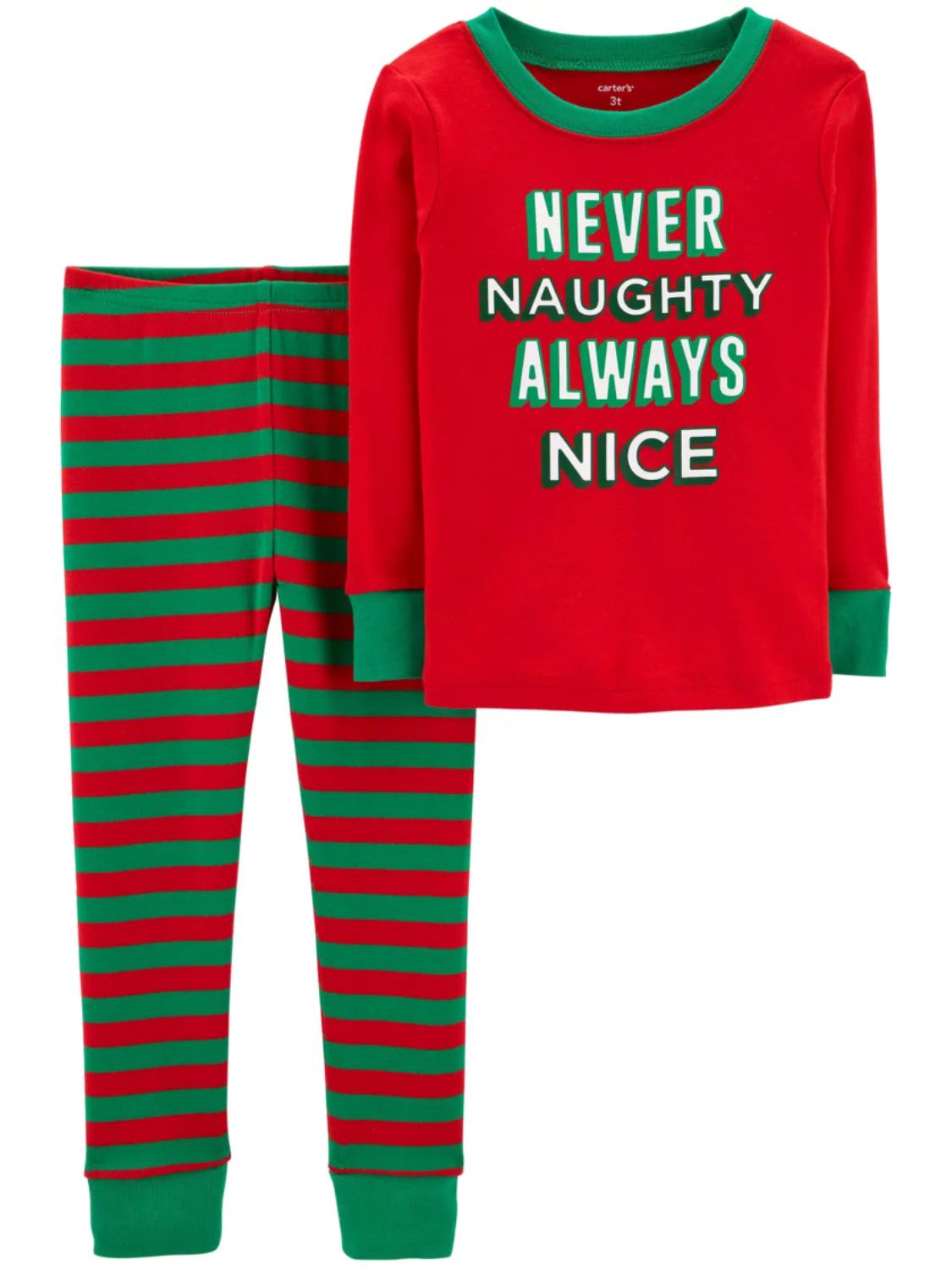 Carters Infant & Toddler Boys & Girls Red Never Naughty Christmas Pajama Set | Walmart (US)