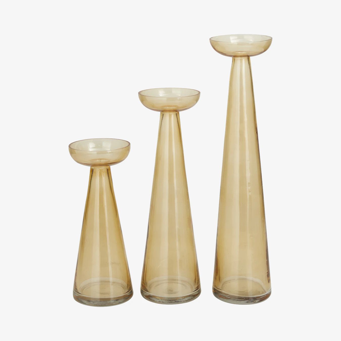 Contemporary Candle Holders - Gold - Glass - Set of 3 | Fy! (UK)