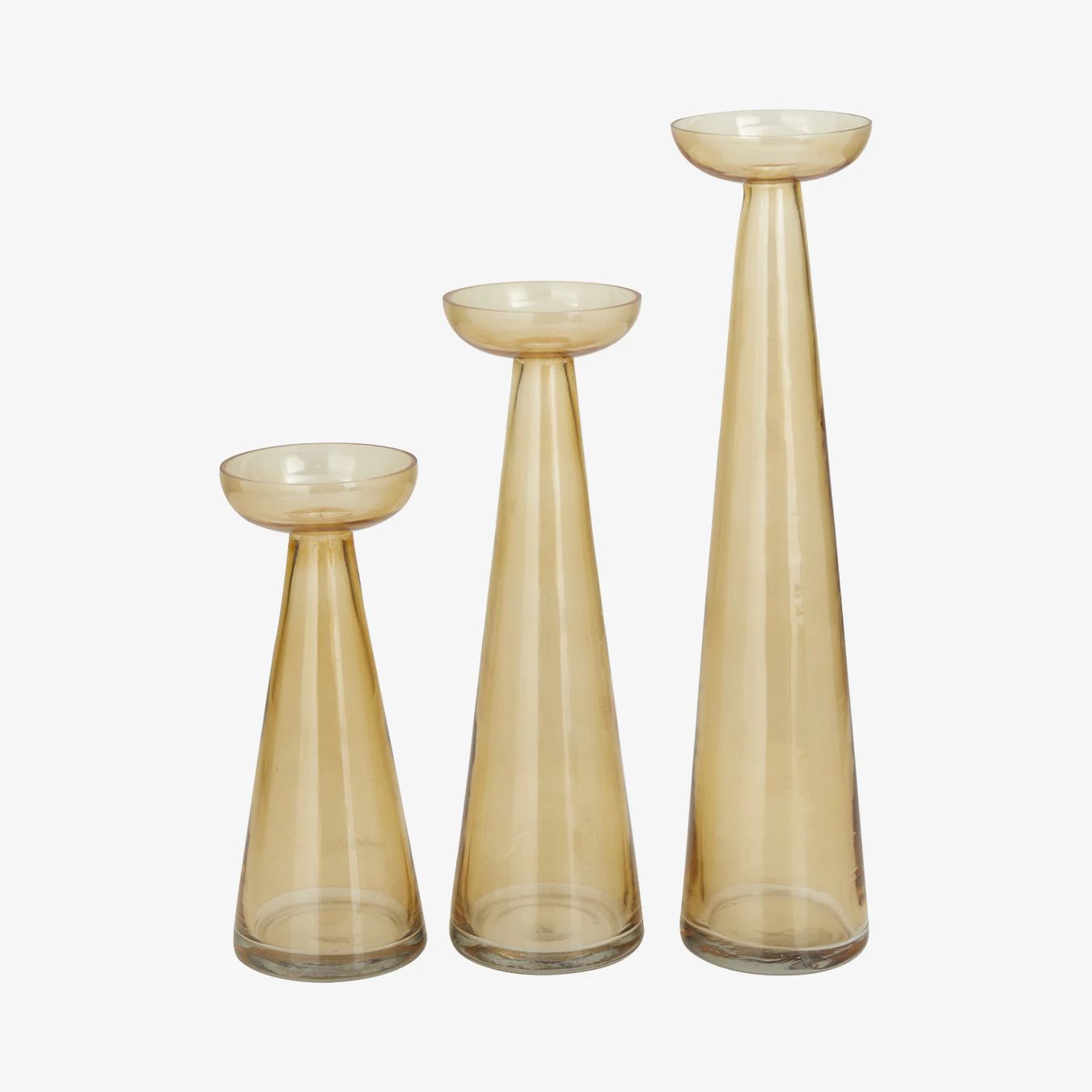 Contemporary Candle Holders - Gold - Glass - Set of 3 | Fy! (UK)