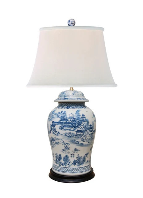 Large Village Scene Ginger Jar Lamp | The Enchanted Home