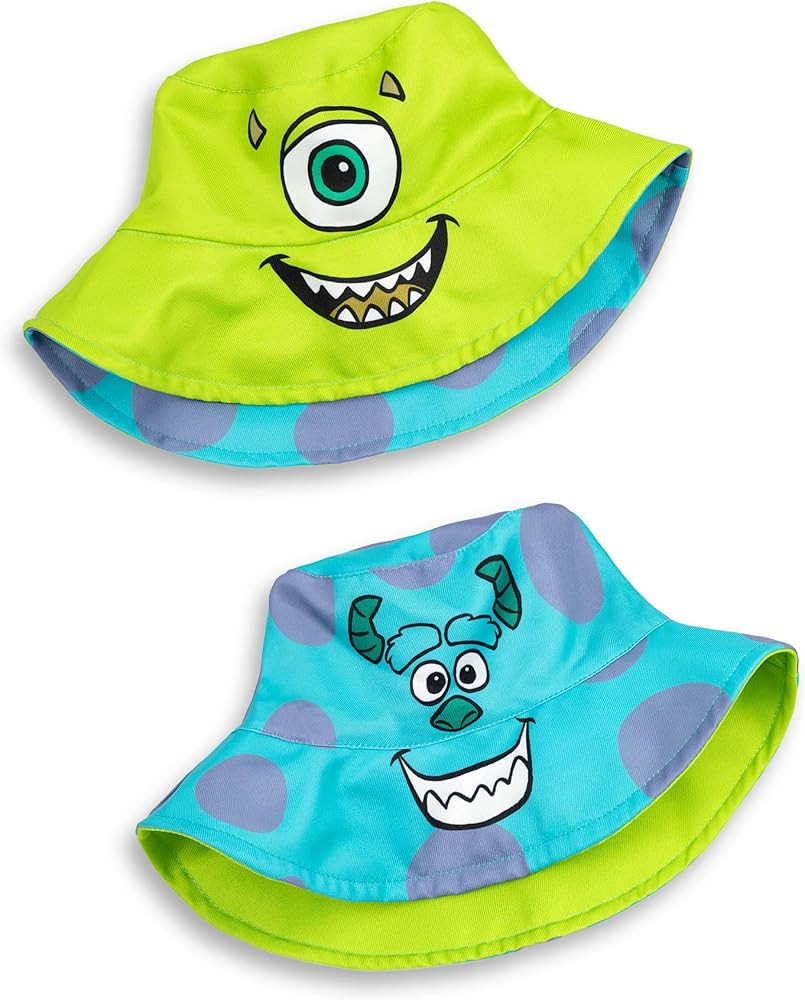 Disney Monsters Inc Reversible Bucket Hat | Green Mike Wazowski & Blue Sulley | Unisex Lightweigh... | Amazon (US)