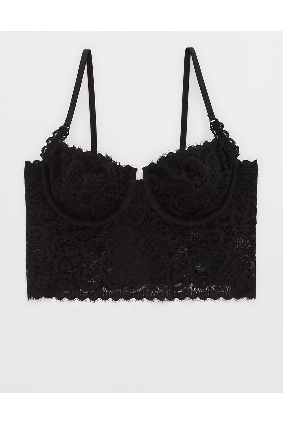 Show Off Coquette Lace Unlined Bra Women's True Black 36DD | Aerie