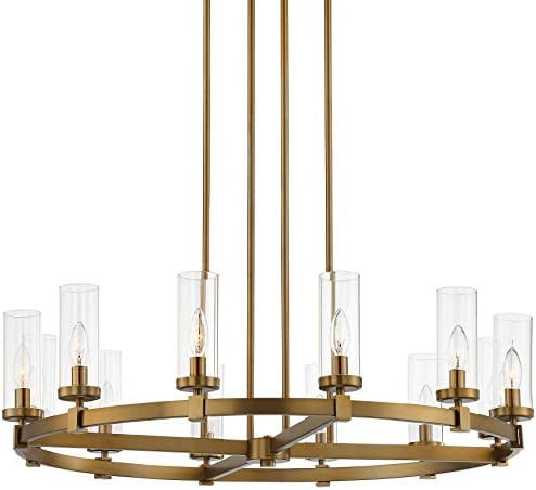 Stiffel Aron 36" Wide Brass 12-Light Wagon Wheel Chandelier | Amazon (US)