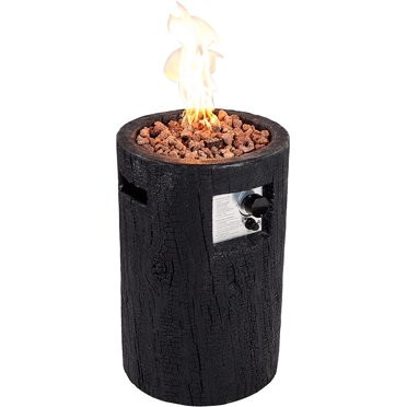 Mainstays 28-inch Tall Column Propane Gas Outdoor Fire Pit, Matte Black Finish | Walmart (US)