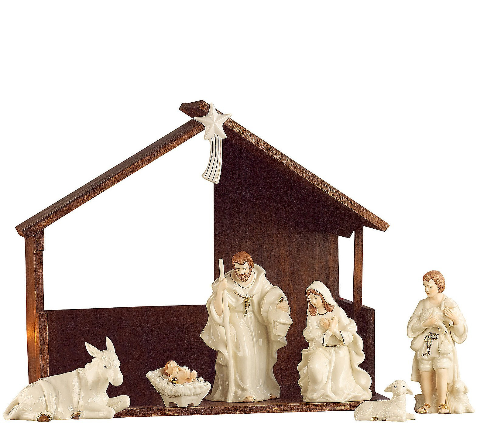 Belleek Classic Nativity Scene with Stable | QVC