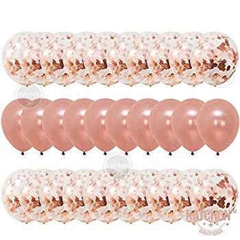 Rose Gold Confetti Balloons Decorations – Pack of 30, 12 Inch, Great for Bridal Shower Decorations,  | Walmart (US)