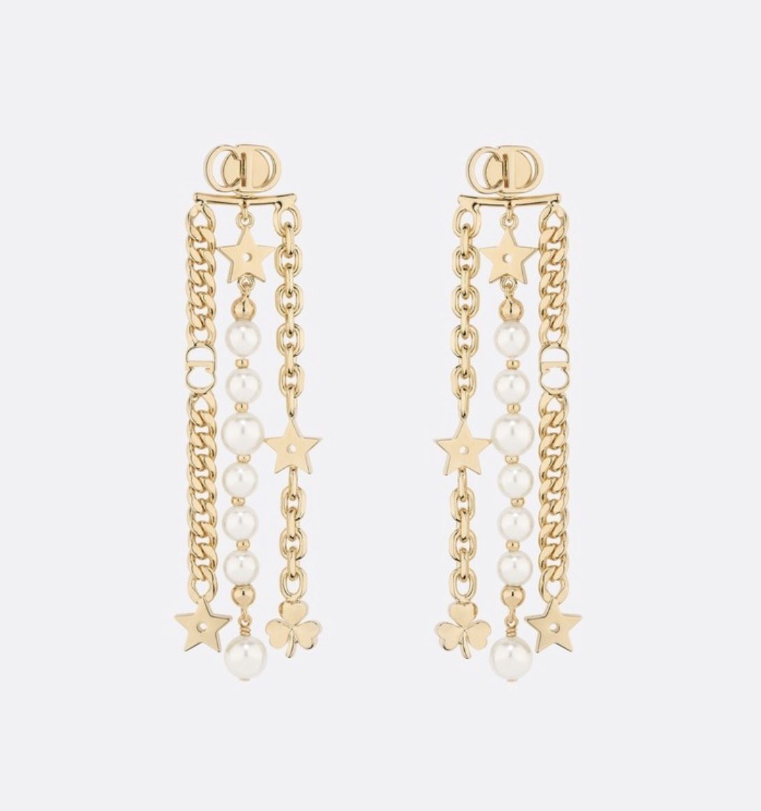 AUTH Christian Dior 2019 DANSEUSE ETOILE MULTI STRAND STAR EARRINGS PEARL GOLD | Bonanza (Global)