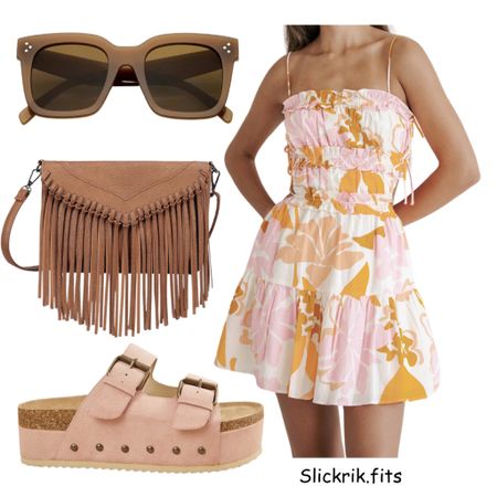 Some dress ideas. Brown sunglasses. Brown fringe bag. Pink platform shoes.

#LTKStyleTip #LTKShoeCrush #LTKSeasonal