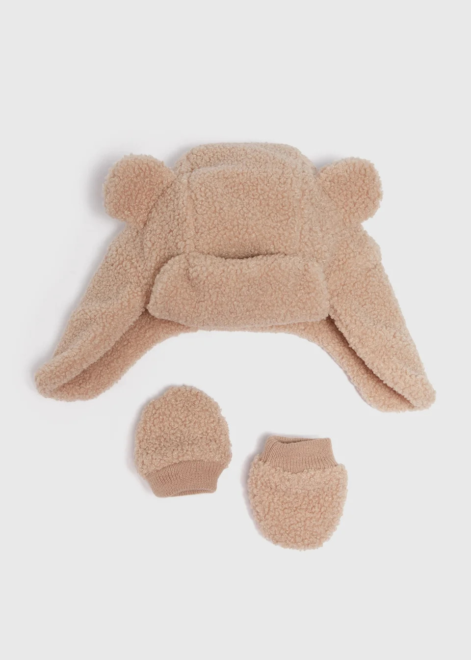 2 Piece Baby Brown Borg Tapper Hat & Mitt Gloves (Newborn-24mths) | Matalan (UK)
