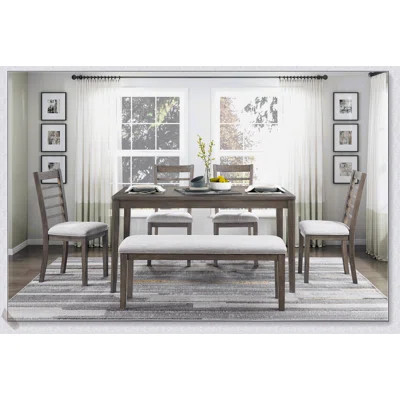 Stylish 6-Piece Dining Table Set with Bench and Side Chairs, Comfortable Light Brown Finish Wooden Furniture for Modern Dining | Wayfair North America