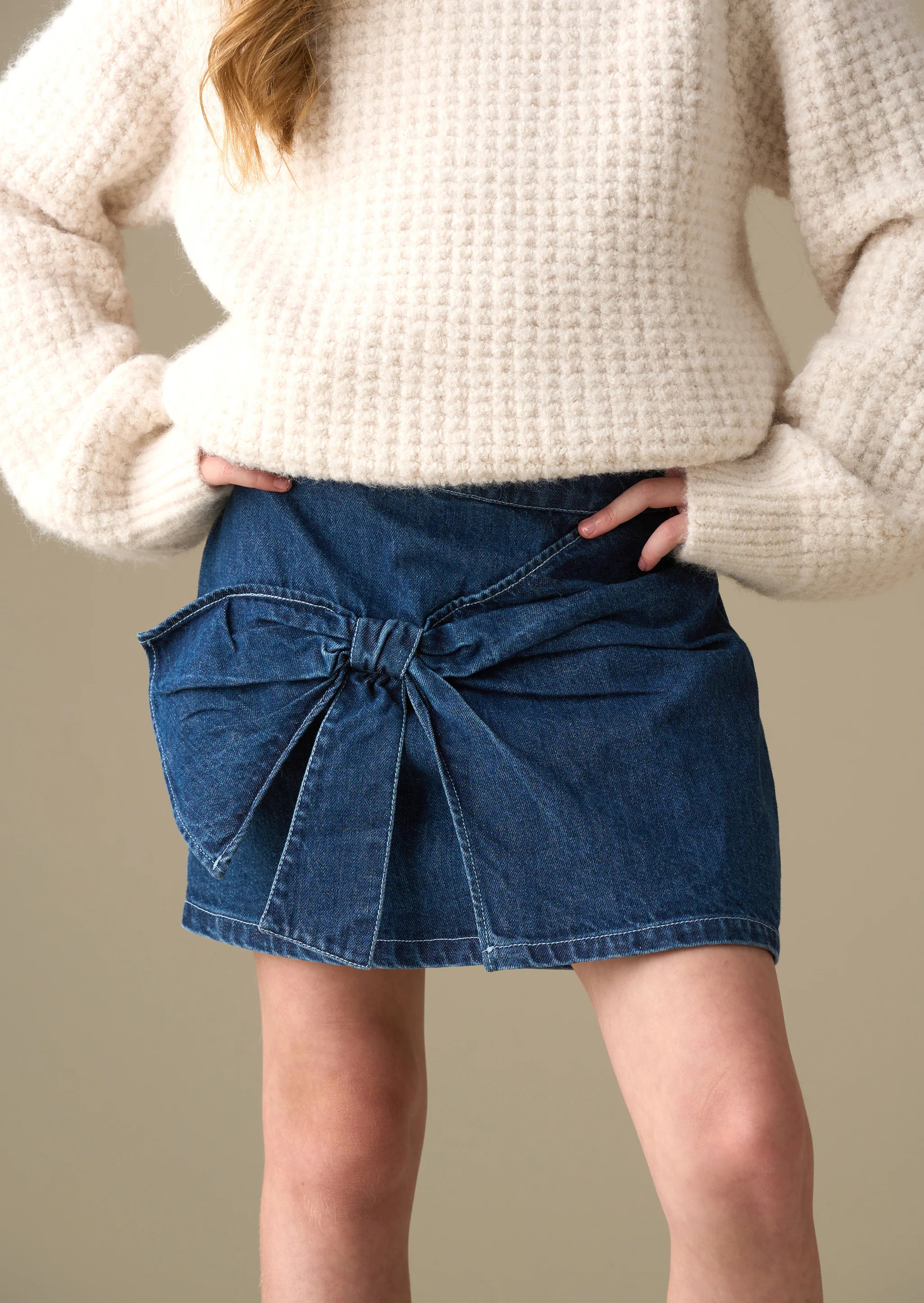 Casey Denim Bow Aline Skirt | Angel and Rocket