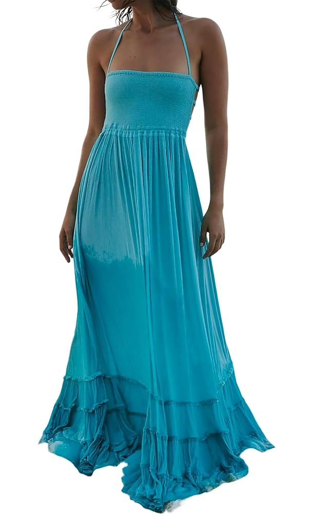 R.Vivimos Womens Summer Boho Sexy Backless Long Dresses | Amazon (US)