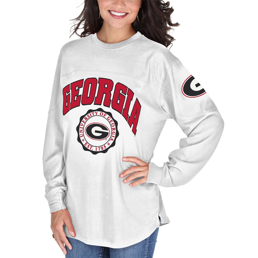 Georgia Bulldogs Pressbox Women's Edith Long Sleeve Oversized Top - White | Fanatics