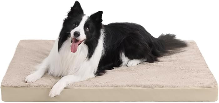 KSIIA Orthopedic Dog Bed Crate Waterproof Pet Mats for Large Dogs Deluxe Plush Washable Pet Bed w... | Amazon (US)