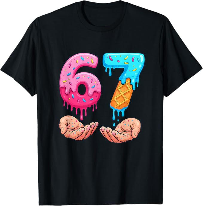 Six Seven Ice Cream Drip Kids Youth Funny 67 Hands Meme 6 7 T-Shirt | Amazon (US)