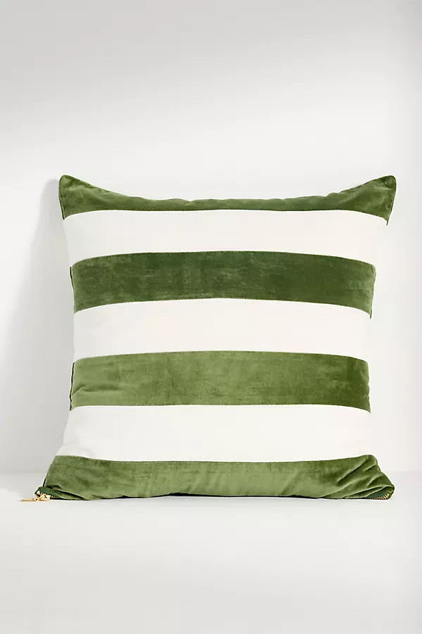 Andie Striped Cotton Velvet Pillow | Anthropologie (US)