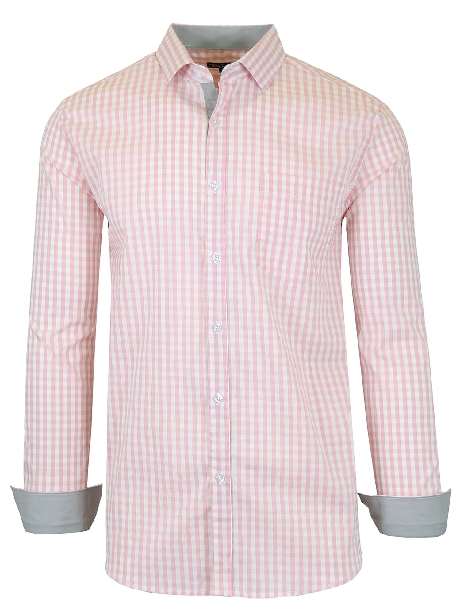 Men's Long Sleeve Slim-Fit Cotton-Stretch Checkered & Plaid Dress Shirts (S-2XL) | Walmart (US)