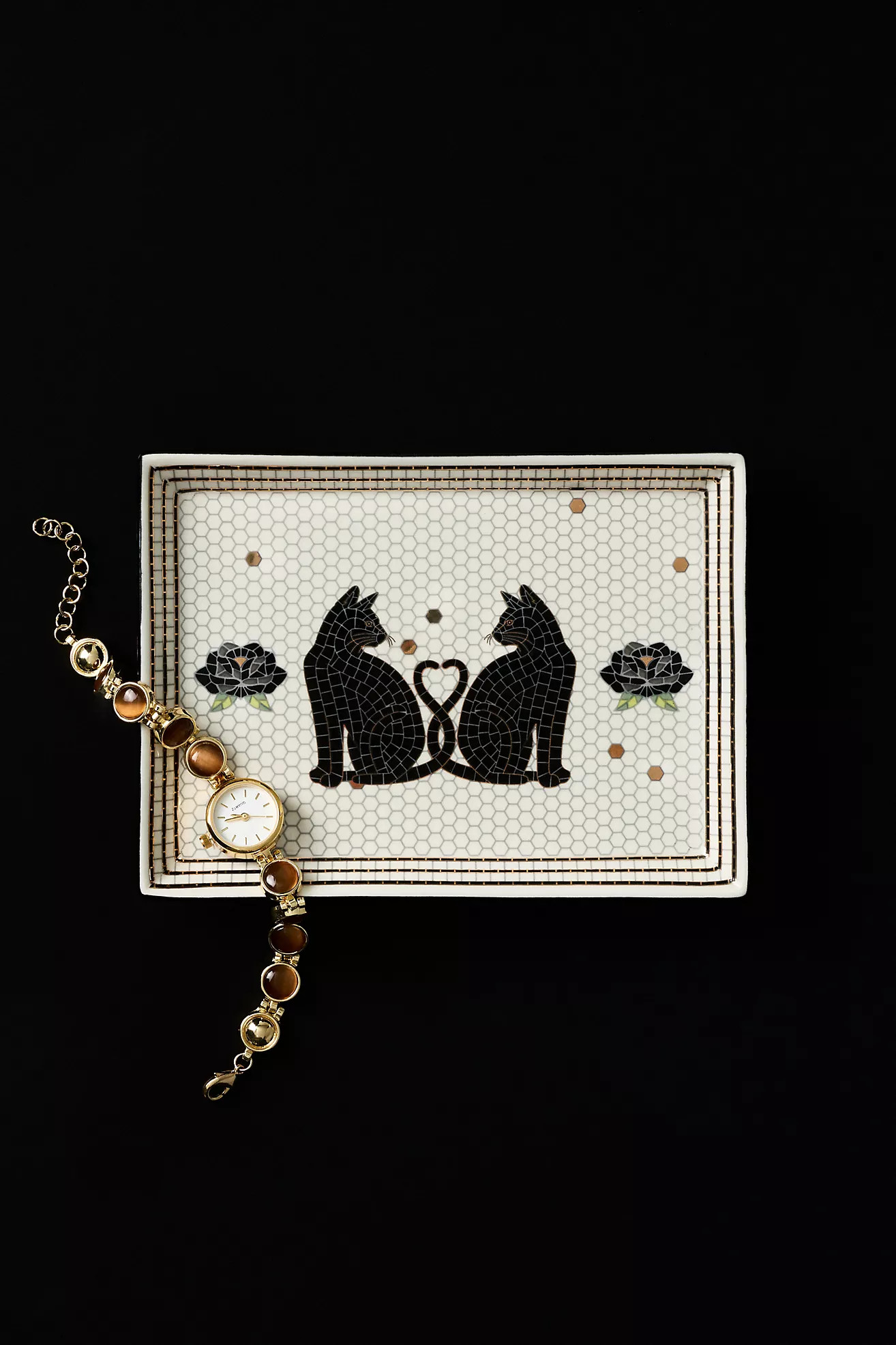 Bistro Tile 24k Gold Accent Halloween Vanity Tray | Anthropologie (US)