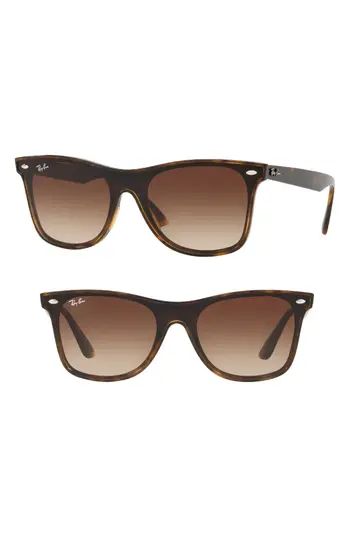 Women's Ray-Ban Blaze 141Mm Wayfarer Shield Sunglasses - Light Havana Gradient | Nordstrom