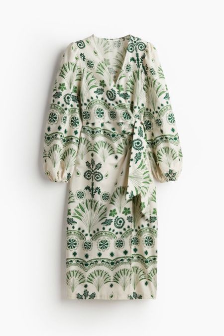 Green patterned cotton midi wrap dress 

#LTKSeasonal #LTKstyletip #LTKfindsunder50