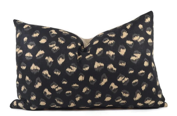 Throw Pillow Cover, Kelly Wearstler Feline Ebony Beige, 14x22, Black Animal Print Pillow Cover, M... | Etsy (US)