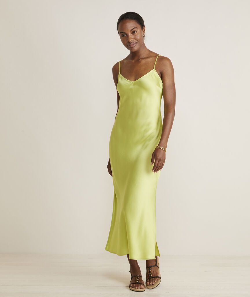 Satin Midi Slip Dress | vineyard vines