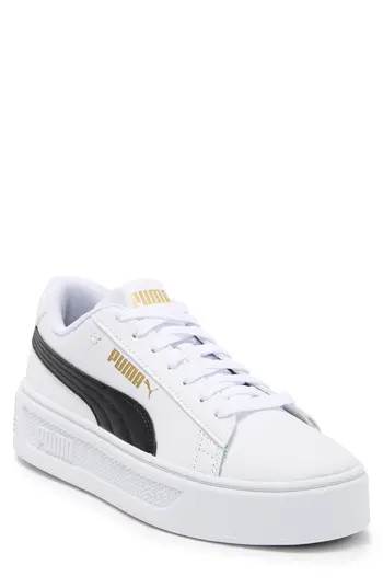 PUMA Smash V3 Platform Sneaker in White-Black-Gold at Nordstrom Rack, Size 11 | Nordstrom Rack