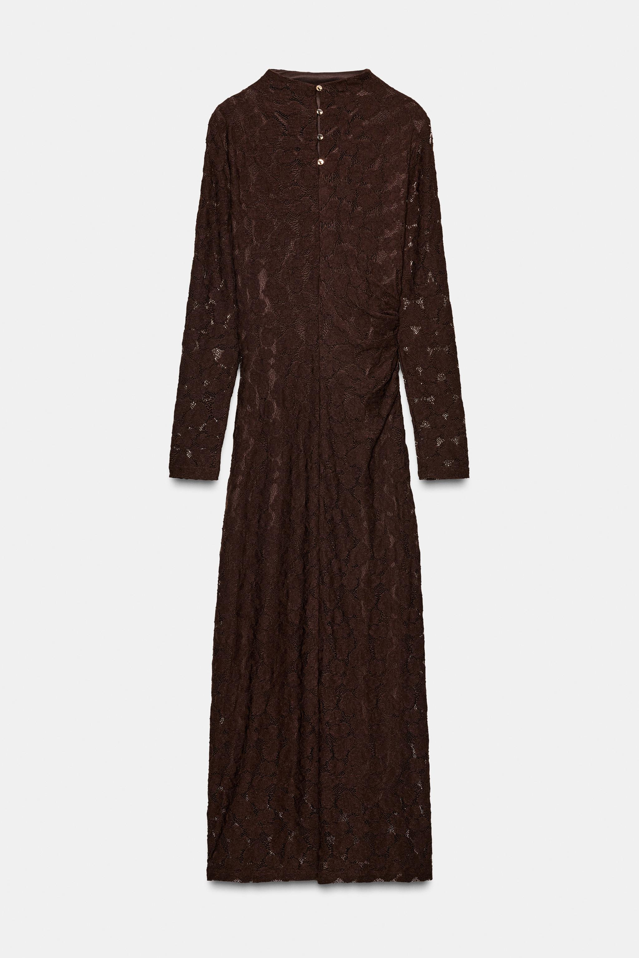 DRAPIERTES MIDI-KLEID MIT AJOURMUSTER | Zara DE