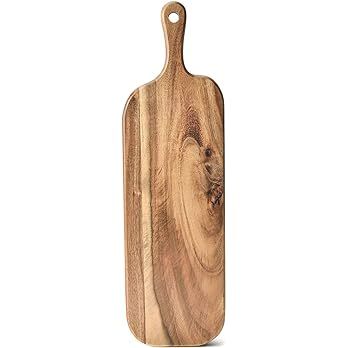 BILL.F Acacia Wood Cutting Board with Handle Small Size Long Wooden Charcuterie Board Paddle Chee... | Amazon (US)