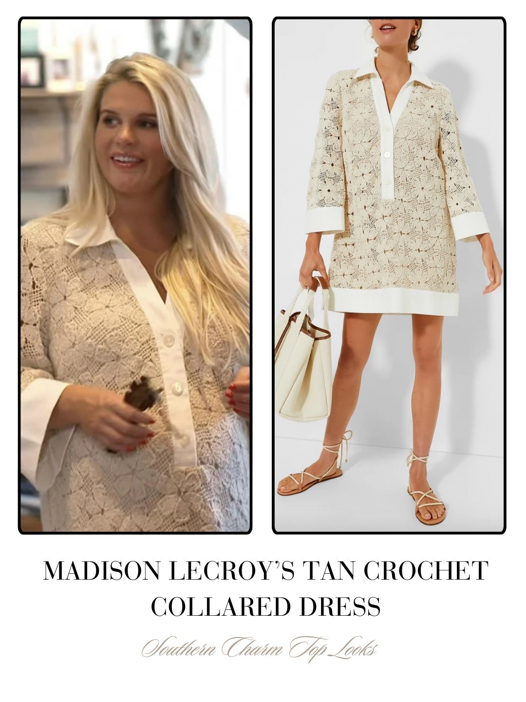 Madison LeCroy’s Tan Crochet Collared Dress 
