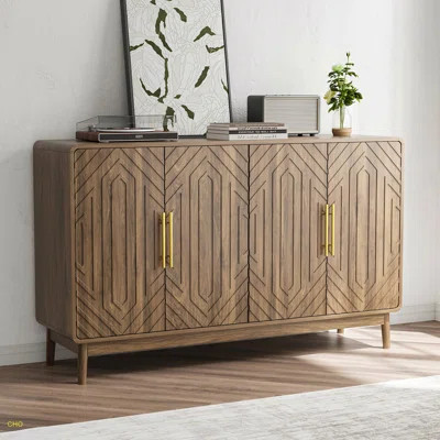 Sideboard Buffet Cabinet With Storage ,Carved 4 Door Sideboard,Multifunctional Accent Cabinet With Adjustable Layer Board For Living Room, Entryway, H | Wayfair North America
