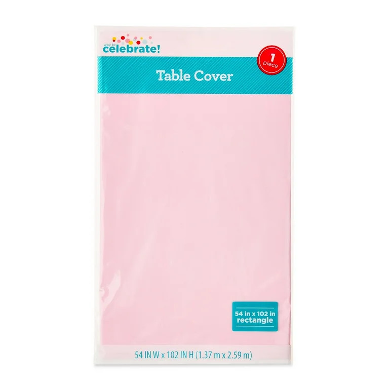 Rectangular 54" x 84" Pink Plastic Table Cover, by Way To Celebrate | Walmart (US)