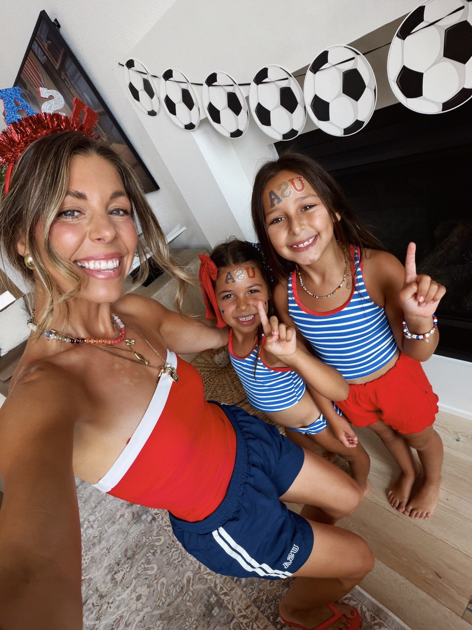 Team USA with @Target !! #TargetPartner #ad #TargetStyle size small in these USA track shorts (maybe could’ve done XS) and the girls red white and blue swimsuits are target plus our USA headbands!

#LTKmomlife #LTKootd #LTKSaleAlert