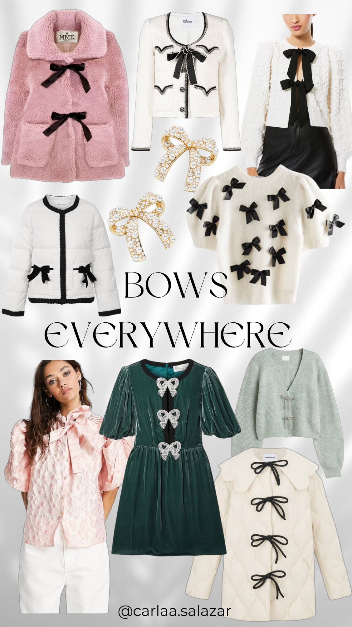 Bows everywhere! Jacket, dress, earrings, cardigan.

#LTKstyletip #LTKSeasonal