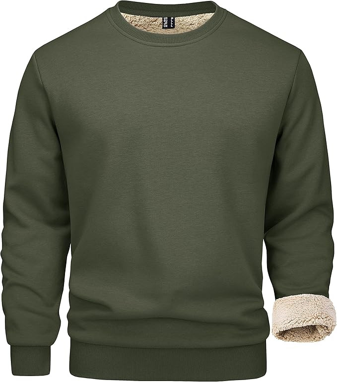 MAGCOMSEN Men's Sherpa Lined Sweatshirts Fleece Pullover Basic Tops Warm Crewneck Winter Underwea... | Amazon (US)