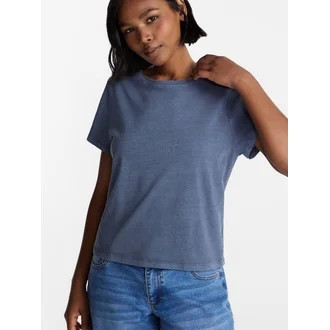 No Boundaries Washed Relaxed Fit Cotton Tee, Women's XXS-XXL | Walmart (US)